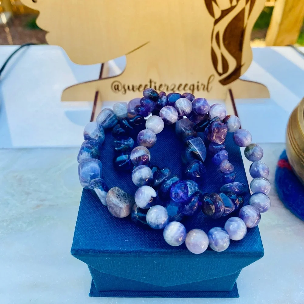 Purple Chevron Dream Amethyst Bracelet Stack 3pcs